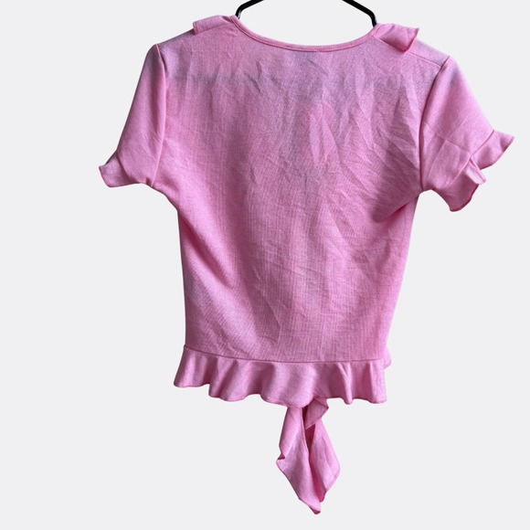 NWT EDIKTED Loullie Split Front Ruffled Top – Pink – Women's Size M – SOLD OUT - Picture 5 of 5